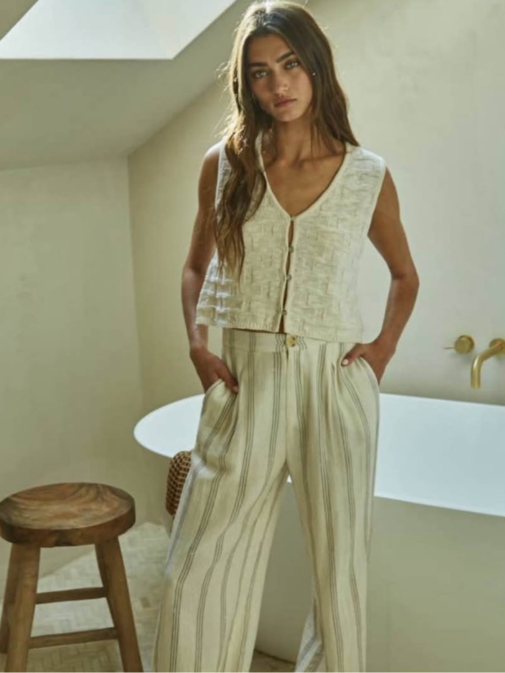 By Together Cream Knit Vest